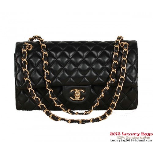 Chanel 2.55 Serie Tasche Schwarzes Schafsleder 1112 Gold