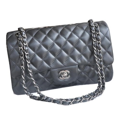 Chanel 2.55 Series Taschen Schwarzes Schafsleder CHA1112 Silber