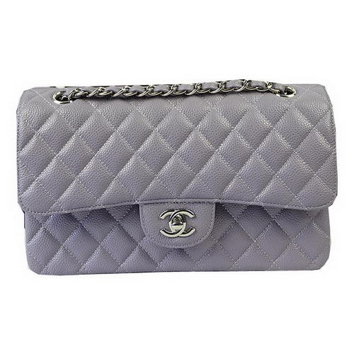 Chanel 2.55 Serie Taschen Lavendel Cannage Muster Leder CFA1112 Silber