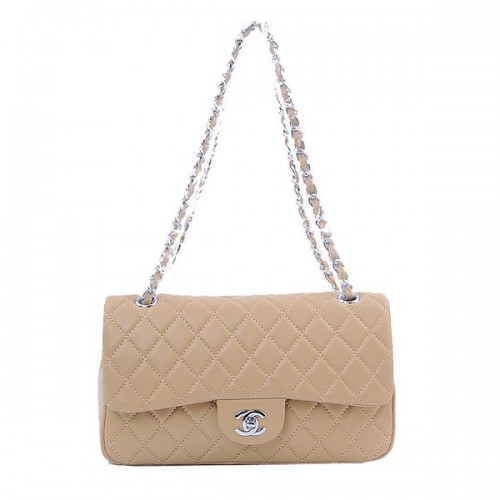 Chanel 2.55 Series Classic Flap Bag 1112 Aprikose Schaffell Silber