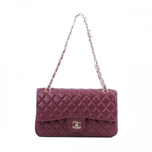 Chanel 2.55 Series Classic Flap Bag 1112 Burgund Schaffell Gold
