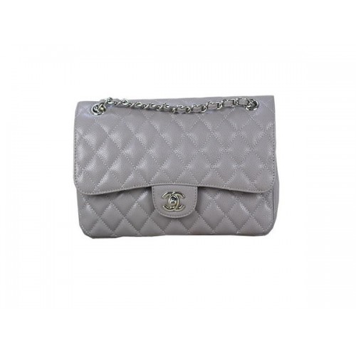 Chanel 2.55 Series Classic Flap Bag 1112 Grau Original Cannage Muster Leder Silber