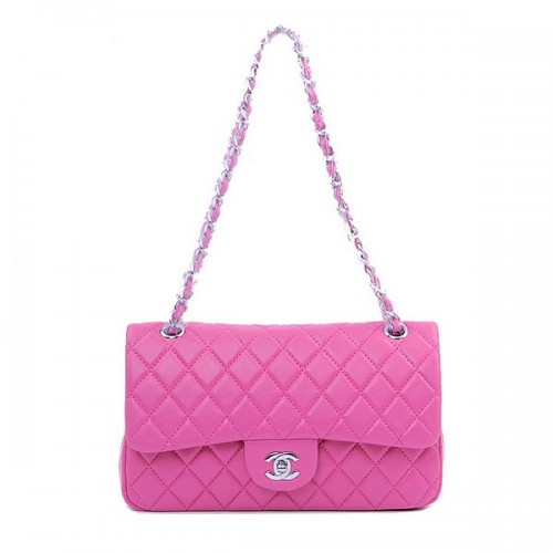 Chanel 2.55 Series Classic Flap Bag 1112 Pfirsich Schaffell Silber