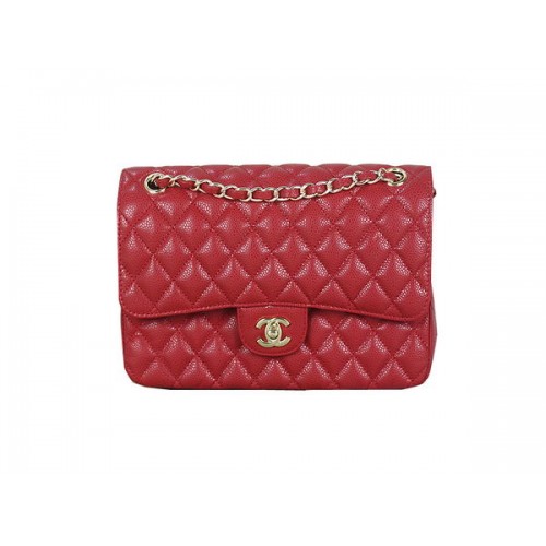Chanel 2.55 Series Classic Flap Bag 1112 Red Cannage Pattern Original Leder Gold