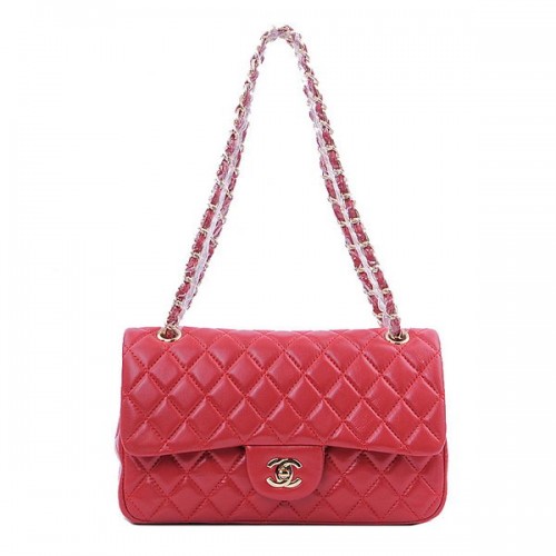 Chanel 2.55 Series Classic Flap Bag 1112 Red Sheepskin Gold