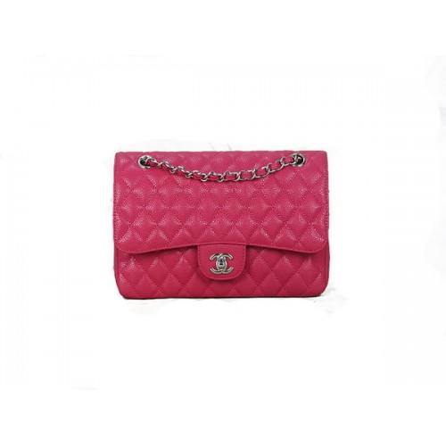 Chanel 2.55 Series Classic Flap Bag 1112 Rose Cannage Pattern Original Leder Silber