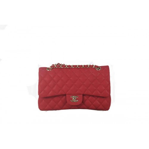 Chanel 2.55 Series Classic Flap Bag A01112 Rot Original Nubuck Cannage Pattern Leder Gold