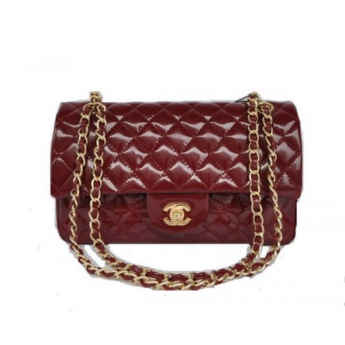 Günstige Chanel 2.55 Series Flap Bag 1112 Kastanienbraunes Lackleder Goldene Hardware