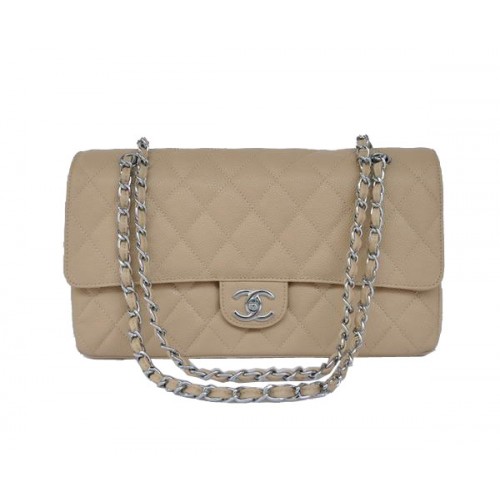 Günstige Chanel 2.55 Series Flap Bag 1113 Apricot Leder Silber Hardware