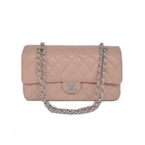 Günstige Chanel 2.55 Series Flap Bag 1113 Pink Leather Silver Hardware