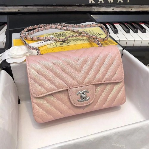 Chanel 2.55 Series Flap Bag Leder Roségold A1116CF Silber