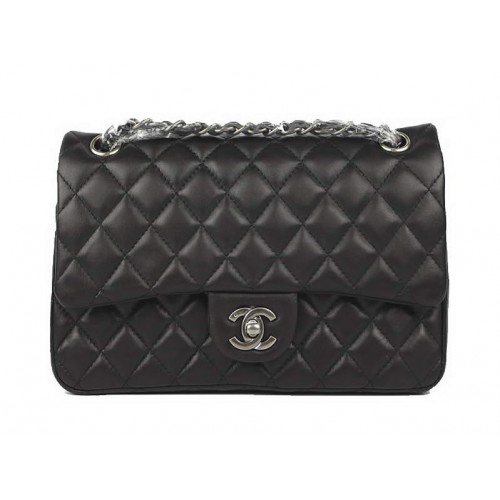 Chanel 2.55 Serie Original Leder Klappentasche A01112 Schwarz Silber