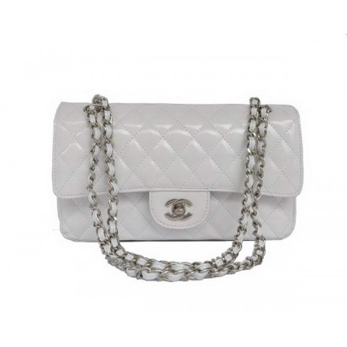 Kaufen Sie günstige Chanel 2.55 Series White Lackleder Flap Bag Silver Hardware