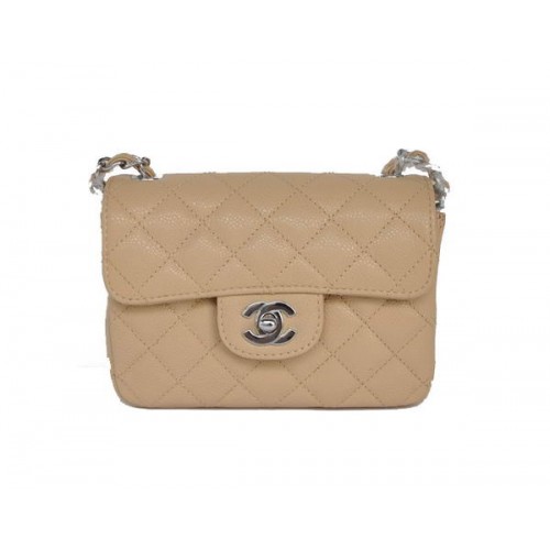 Chanel 2.55 Mini Flap Bag 1115 Beige Schaffell Silber Hardware