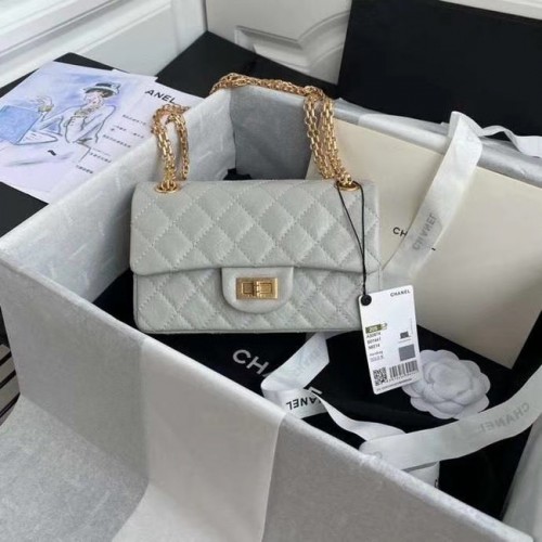 Chanel 2.55 Kalbsleder Flap Bag A37586 hellgrau