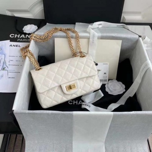 Chanel 2.55 Kalbsleder Flap Bag A37586 weiß