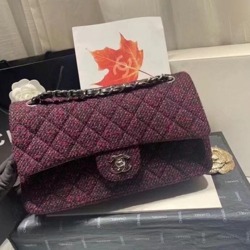 Chanel 2.55 Flap Bag 1112 Wine mit silberner Hardware