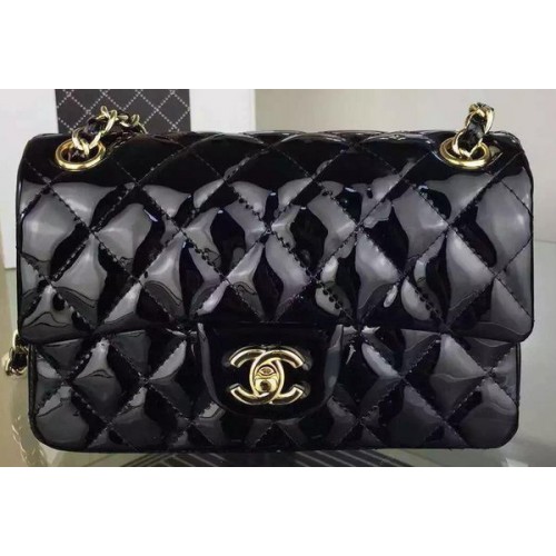 Chanel 2.55 Series Double Flap Bag Schwarz Original Lackleder CF7024 Gold