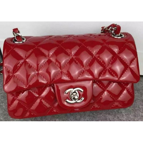 Chanel 2.55 Series Double Flap Bag Burgund Original Lackleder CF7024 Silber