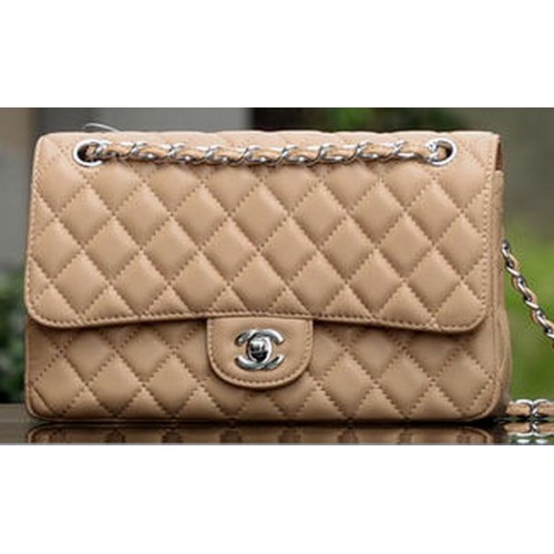 Chanel 2.55 Series Flap Bag Aprikose Schafsleder A1112 Silber