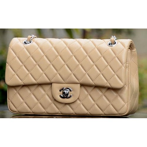 Chanel 2.55 Series Flap Bag Aprikose Schafsleder A37586 Silber