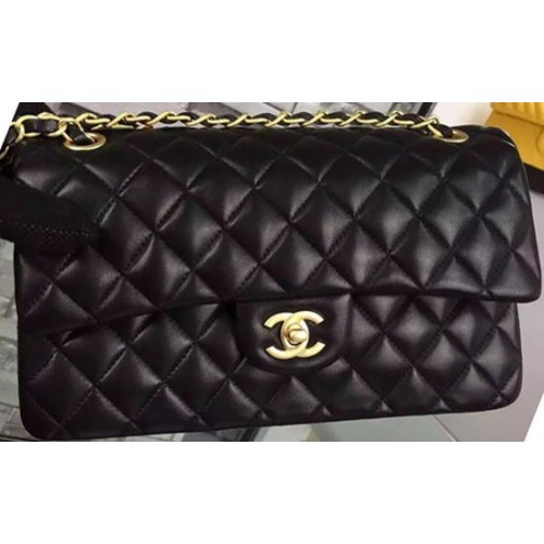 Chanel 2.55 Series Flap Bag Schwarzes Schafsleder A06375 Gold