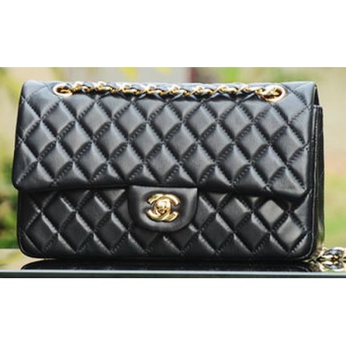 Chanel 2.55 Series Flap Bag Schwarzes Schafsleder A37586 Gold