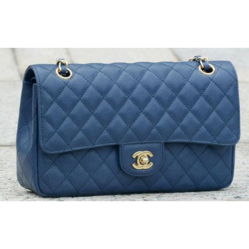 Chanel 2.55 Series Flap Bag Blau Original Cannage Muster A1112 Gold