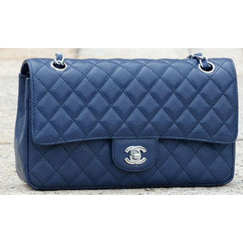 Chanel 2.55 Series Flap Bag Blue Cannage Muster A1112 Silber