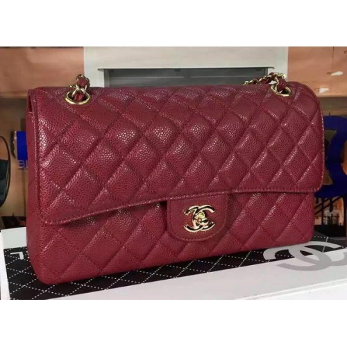 Chanel 2.55 Series Flap Bag Burgund Cannage Pattern Leder CF8024 Gold