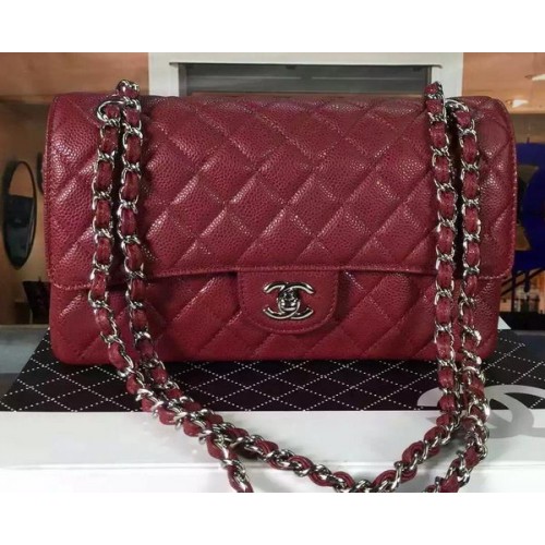 Chanel 2.55 Series Flap Bag Burgund Cannage Pattern Leder CF8024 Silber