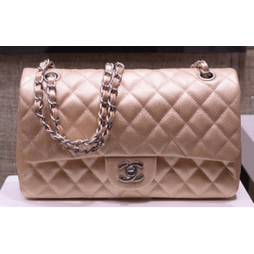 Chanel 2.55 Series Flap Bag Gold Original Kaviarleder A1112 Silber