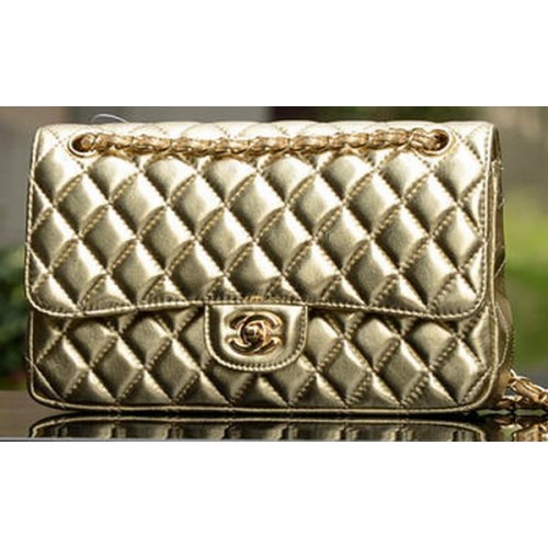 Chanel 2.55 Series Flap Bag Gold Schaffell Leder A1112 Gold