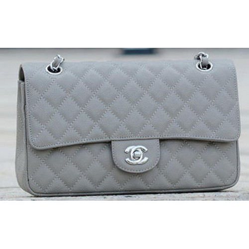 Chanel 2.55 Series Flap Bag Grey Cannage Pattern A1112 Silber