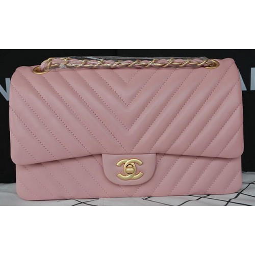 Chanel 2.55 Series Flap Bag Lammleder Chevron Leder A1112CF Pink