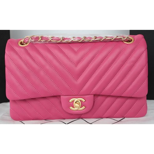 Chanel 2.55 Series Flap Bag Lammleder Chevron Leder A1112CF Rose