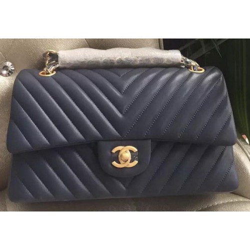 Chanel 2.55 Series Flap Bag Lammleder Chevron Leder A1112CF Royal