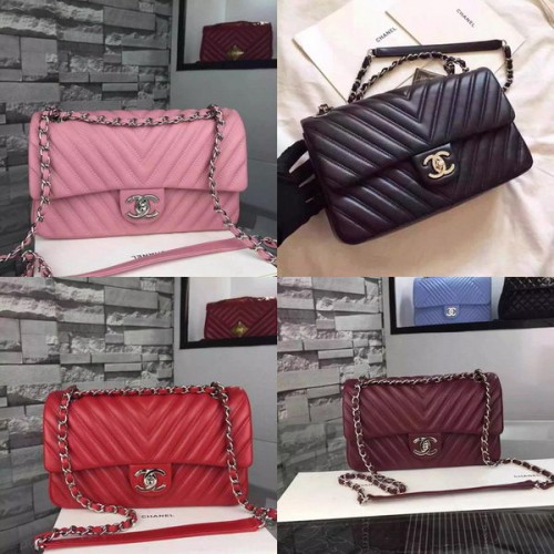 Chanel 2.55 Series Flap Bag Lammleder Chevron Leder A5378