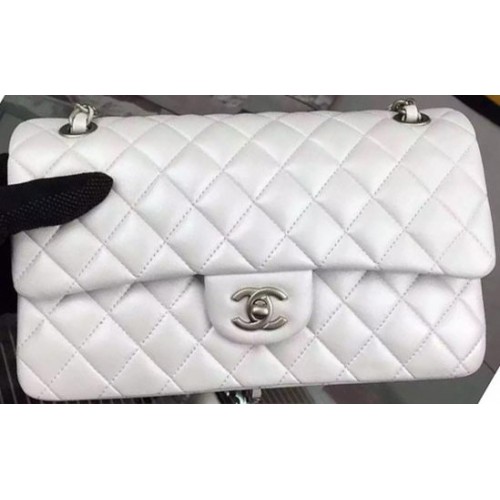 Chanel 2.55 Series Flap Bag OffWhite Schafsleder A06375 Silber