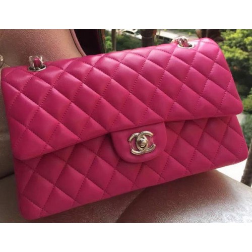 Chanel 2.55 Series Flap Bag Rose Original Leder A01112 Silber