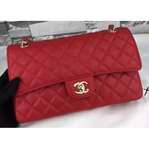 Chanel 2.55 Series Flap Bag Rotes Cannage-Muster Leder CF8024 Gold