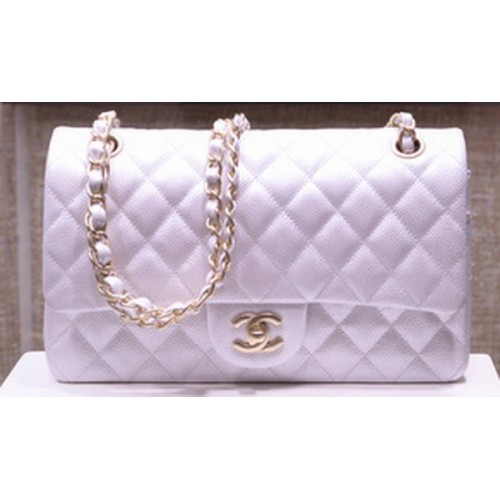 Chanel 2.55 Series Flap Bag Silber Original Kaviarleder A1112 Gold