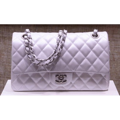 Chanel 2.55 Series Flap Bag Silber Original Kaviarleder A1112 Silber