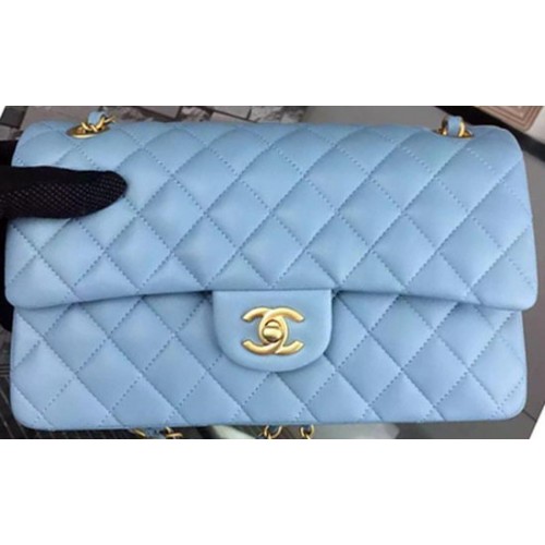 Chanel 2.55 Series Flap Bag Himmelblaues Schafsleder A06375 Gold