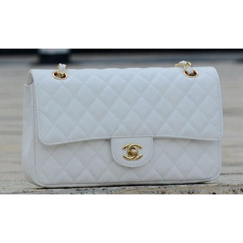 Chanel 2.55 Series Flap Bag Weiß Cannage Muster A1112 Gold