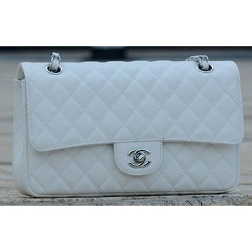Chanel 2.55 Series Flap Bag Weiß Cannage Muster A1112 Silber