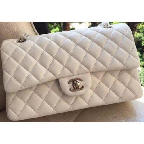 Chanel 2.55 Series Flap Bag Weiß Original Leder A01112 Silber