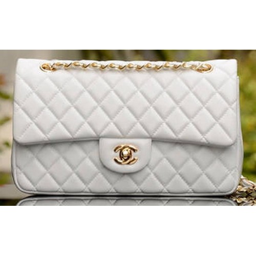 Chanel 2.55 Series Flap Bag Weißes Schafsleder A37586 Gold