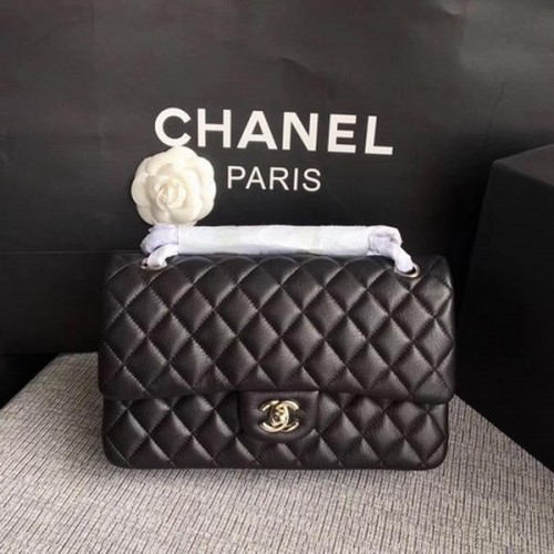 Chanel 2.55 Series Flap Bags Schwarz Original Hirschleder A1112 Silber