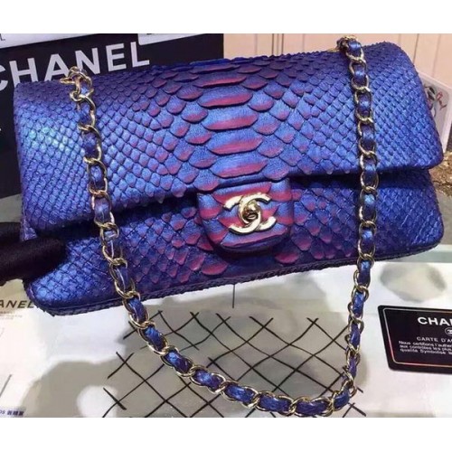 Chanel 2.55 Series Flap Bags Blau Original Pythonleder A1112SA Gold